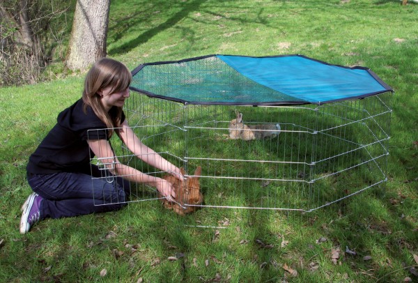 Freilaufgehege 8-eckig für Kaninchen und andere Nager, mit Türelement