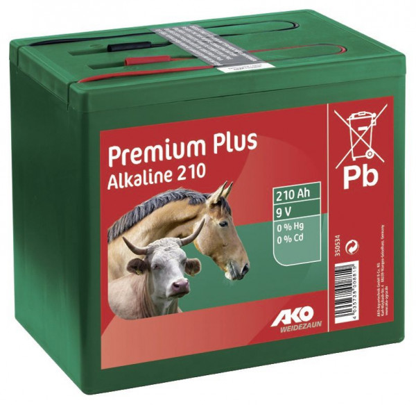 Alkaline 9 Volt Trockenbatterie, Weidezaunbatterie 210 Ah mit konstant hohem Spannungsverlauf