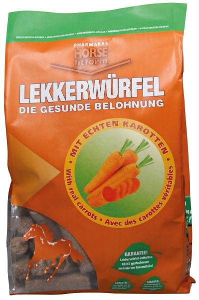 Lekkerwürfel mit Karotten, schmackhafte Leckerlis mit Karottengeschmack