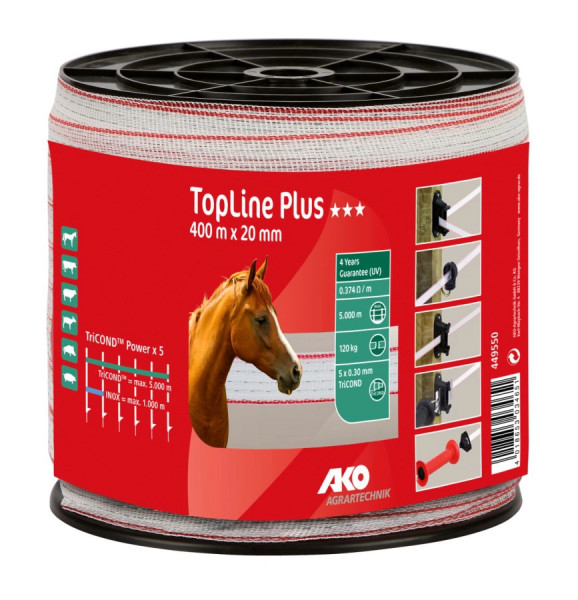 Weidezaunband TopLine Plus für mittlere bis lange Zaunanlagen