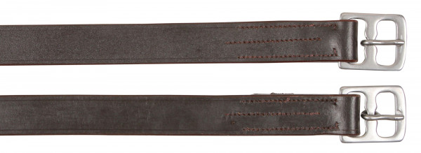 Steigbügelriemen aus echtem Leder in der Farbe braun, 145 cm lang, 27 mm breit
