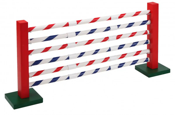 Agility Holzständer und fünf Kunststoffstangen als Steilsprung einstellbar