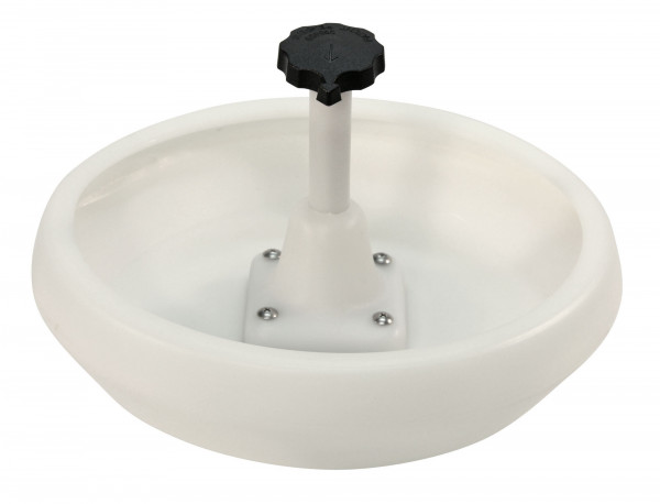 Ferkelschale aus Kunststoff mit gewölbtem Rand und Handgriff in Pfeilform