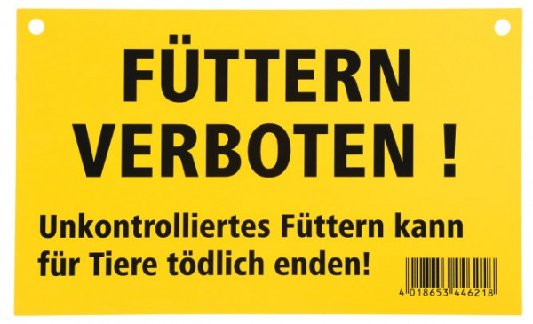 Warnschild "Füttern verboten!", gelbes Kunststoffschild mit schwarzem Druck, Schild für Ställe, Koppeln, Weiden sowie Elektrozäune