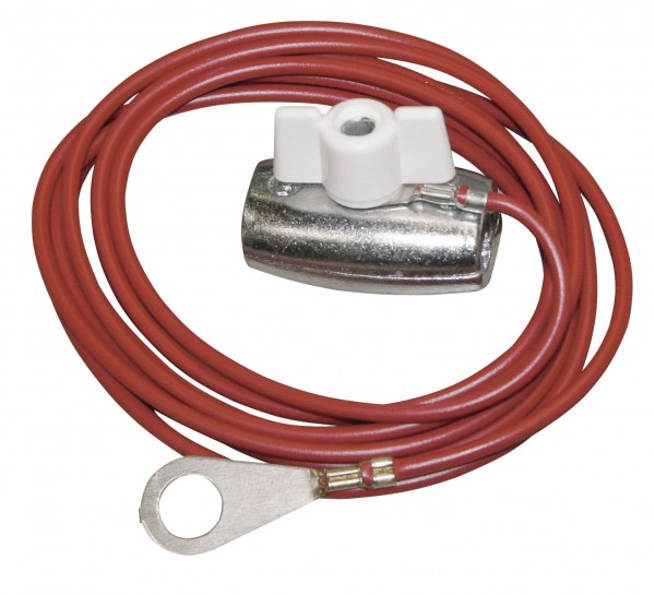 Seilanschlusskabel, der mechanisch und elektrisch perfekte Anschluss vom Elektrozaungerät zum Schlaggerät, 150 cm Kabel mit M8 Öse