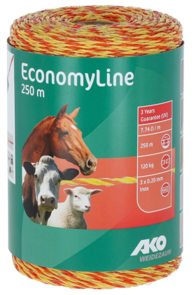 AKO Weidezaunband EconomyLine, 250 m, Bruchlast 120 kg, Farbe orange/ gelb