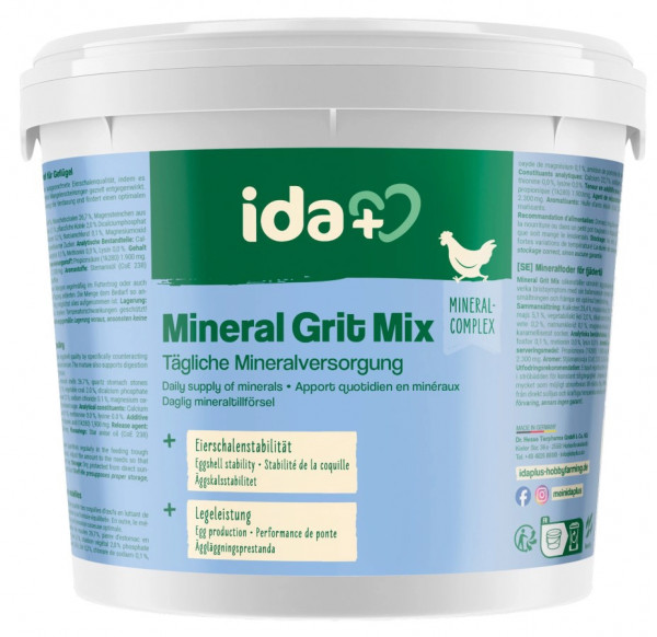 IdaPlus® Mineral Grit Mix, Mineralfutter für Geflügel, 5 kg Eimer