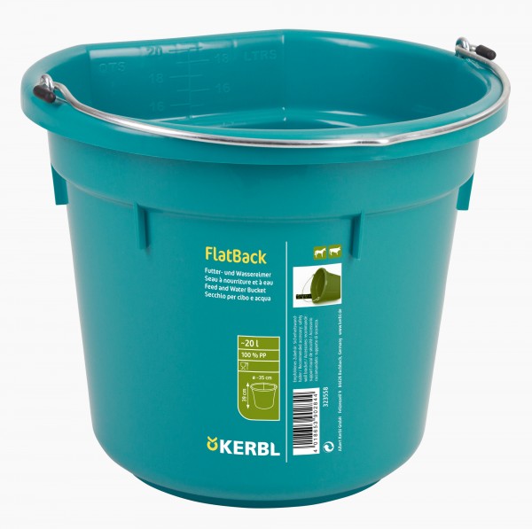 Futter- und Wassereimer FlatBack, 20 Liter Eimer aus Kunststoff, Farbe aquamarin