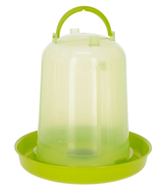 Kunststofftränke für die Geflügelzucht, transparenter Wasserbehälter mit Tragegriff, Farbe hellgrün/ transparent