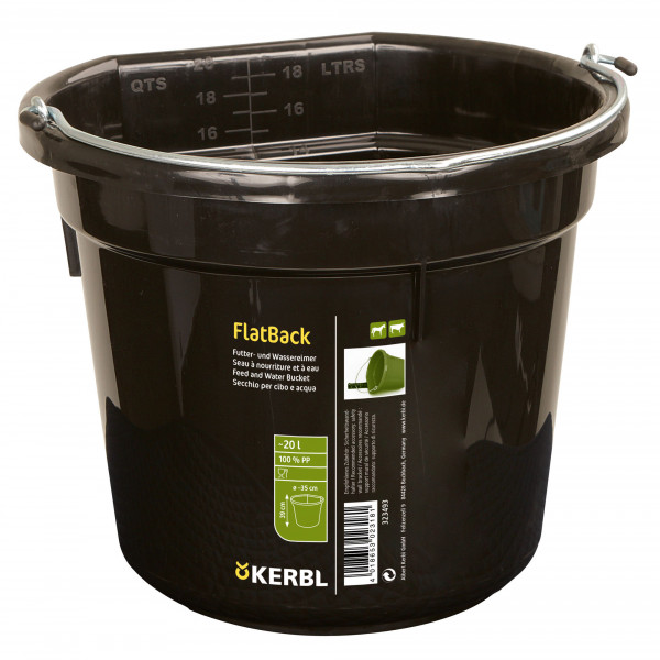 Futter- und Wassereimer FlatBack, 20 Liter Eimer aus Kunststoff, Farbe schwarz