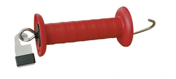 Premium Torgriff mit Litzclip® Bandanschluss, Torgriff in der Farbe rot für Weidezaunbänder bis 20 mm Breite