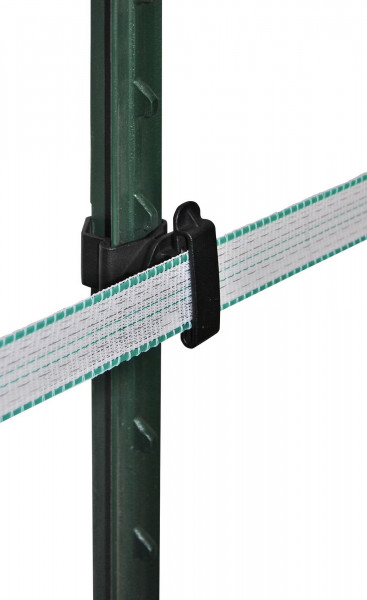 Bandisolator T-Post mit Klipp-System, schwarz, Abbildung mit T-Post-Pfahl