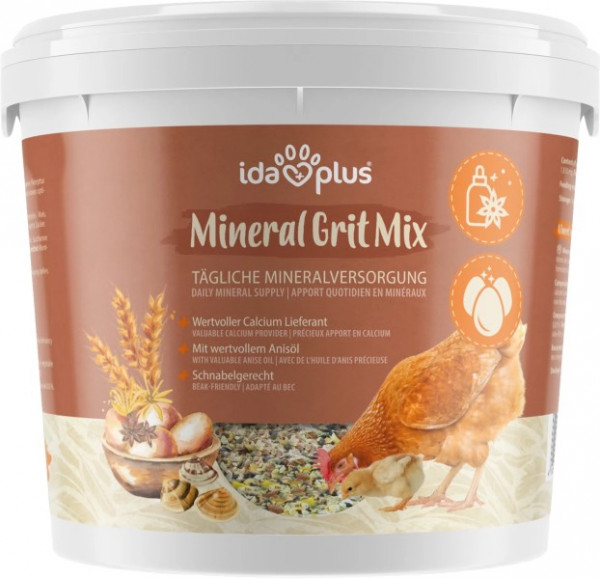 IdaPlus® Mineral Grit Mix - Mineralfutter für Geflügel, 5 kg Eimer
