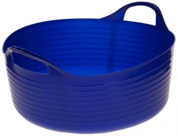 Flexibler Trog FlexBag in der Farbe blau, flexibel und trotzdem stabiler Behälter für Wasser, Futter, Gartenarbeit und wo immer er gebraucht wird