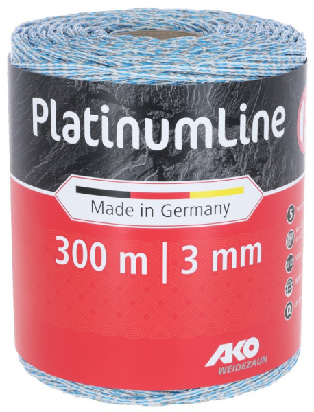 Weidezaunlitze PlatinumLine, blau/ weiß, 2x 300 m Länge - leitfähig, robust und sicher