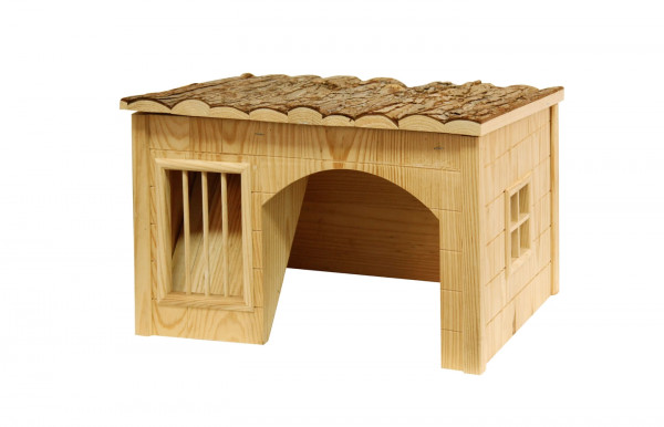 Nagerhaus mit Heuraufe Nature aus 100% Naturholz