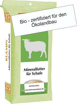 Mineralfutter für Schafe, 25 kg im Sack, für ökologische/ biologische Landwirtschaft gemäß den Verordnungen (EG) Nr. 834/2007 und (EG) 889/2008